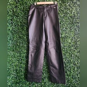 Harley Davidson Women's Black Leather Biker Pants Size 38/10 W